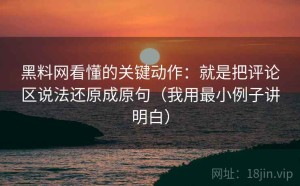 黑料网看懂的关键动作：就是把评论区说法还原成原句（我用最小例子讲明白）